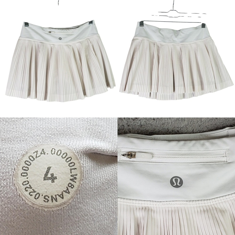 Lululemon Pleated Tennis Skirt Women 4 White Activewear Mini Skort Pleat Street
